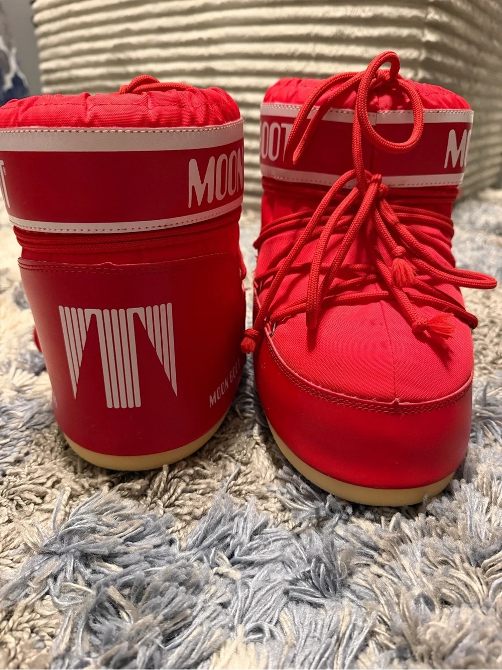 Moon Boot Red Nylon Lace-Up Snow Boots